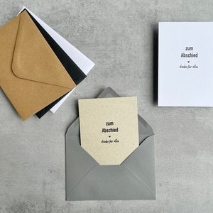 Abschiedskarte, Abschiedsgeschenk, nachhaltiges Aschiedsgeschenk, Karte mit Umschlag wählbar, Karte zum Abschied, schlichte Abschiedskarte