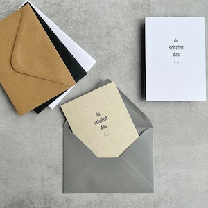 Karte du schaffst das, Karte Prüfung, Geschenk Prüfung, nachhaltiges Geschenk, Karte Umschlag wählbar, schlichte Karte, Abschlussgeschenk
