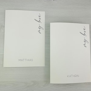 Geschenk für Ehepartner, Mappe für Eheversprechen, Umschlag, Mappe A5, Mappe personalisierbar, Eheversprechen, Wachssiegel schwarz mit Herz