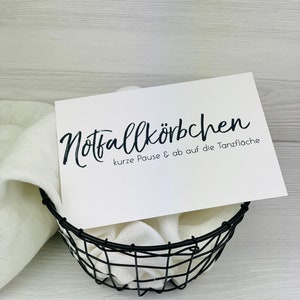 Notfallkörbchen Beschilderung, Karte für Notfallkorb, Hochzeitsschilder, schlichte Karte Notfallkörbchen, Beschilderung für Hochzeiten