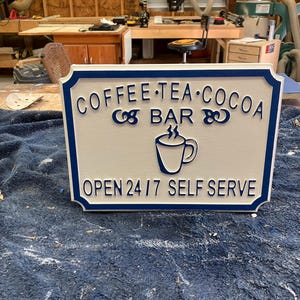 Coffee Tea Cocoa Bar Sign - Raised Letters