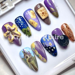 Rapunzel Tangled-Inspired Press On Nails | Medium Almond | Custom Sizing
