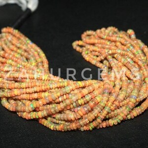 Welo Opal Smooth Rondelle Beads, Ethiopian Opal Beads, Natural Fire Opal Rondelle Bead, Multi Flashy Fire Opal Bead, High Quality