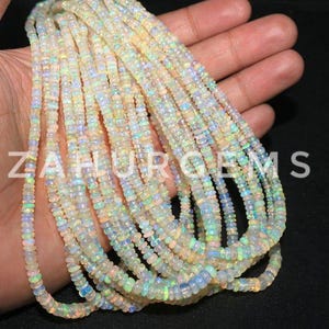 Ethiopian Opal Smooth Rondelle Beads Strand, Natural Fire Opal Beads for Jewelry Making, Multi Flash Opal Beads, October Birthstone