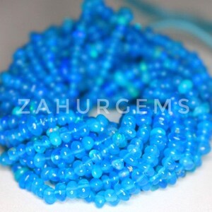 Ethiopian Paraiba Opal Smooth Rondelle Beads Strand, Natural Fire Opal Beads for Jewelry Making, 3-6 mm Opal Beads, October Birthstone