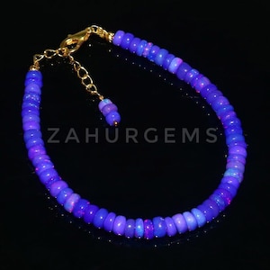 AAA+++ Natural Ethiopian Opal Bracelet, Purple Opal Bracelet, Ethiopian Fire Opal Bracelet 7 inches, Opal Stone Beads, Opal Beaded Bracelet,