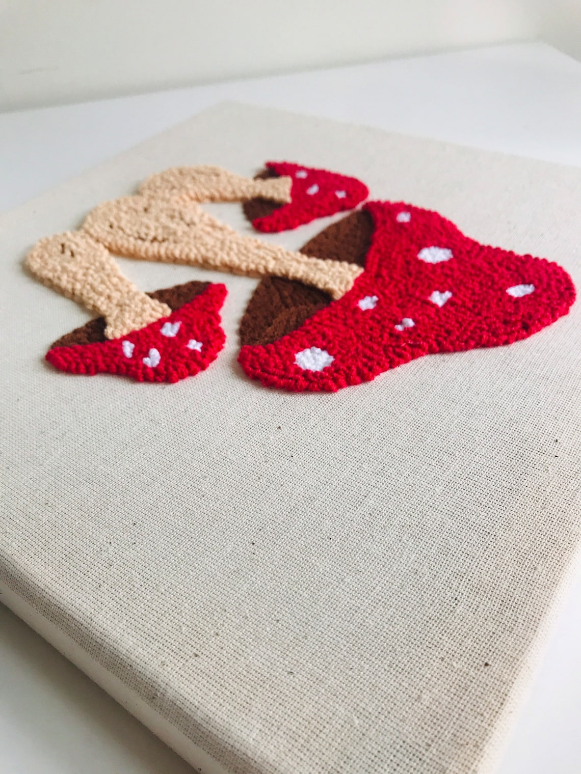 Handmade Punch Needle Wall Decor Red Mushroom Home Etsy