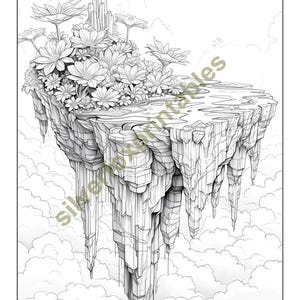 FT0015 Floating Islands Coloring Pages, Printable PDF Adults Kids ...