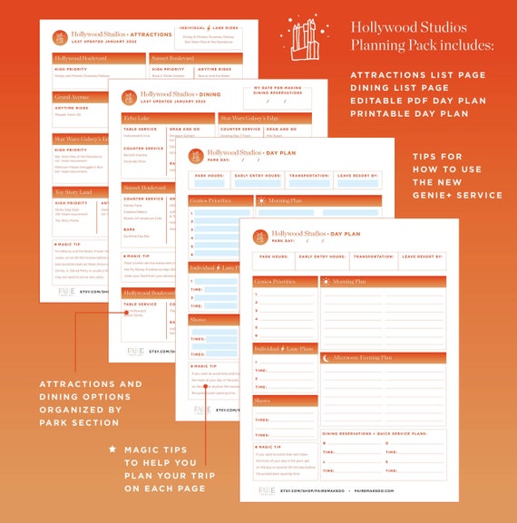 Printable Editable Vacation Planning Pack: Hollywood Studios / | Etsy