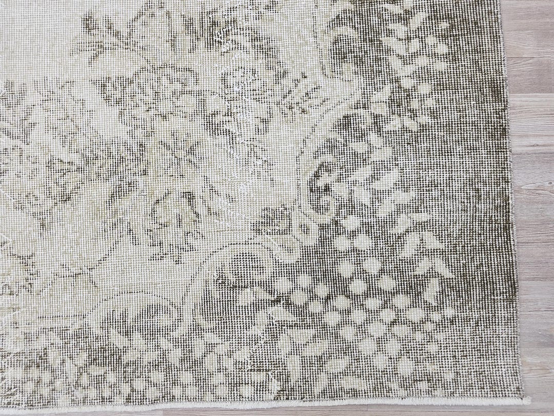 Cream Turkish Rug Vintage Turkish Wool Rug 7x10, Cream Floral Border Area Carpet - Etsy