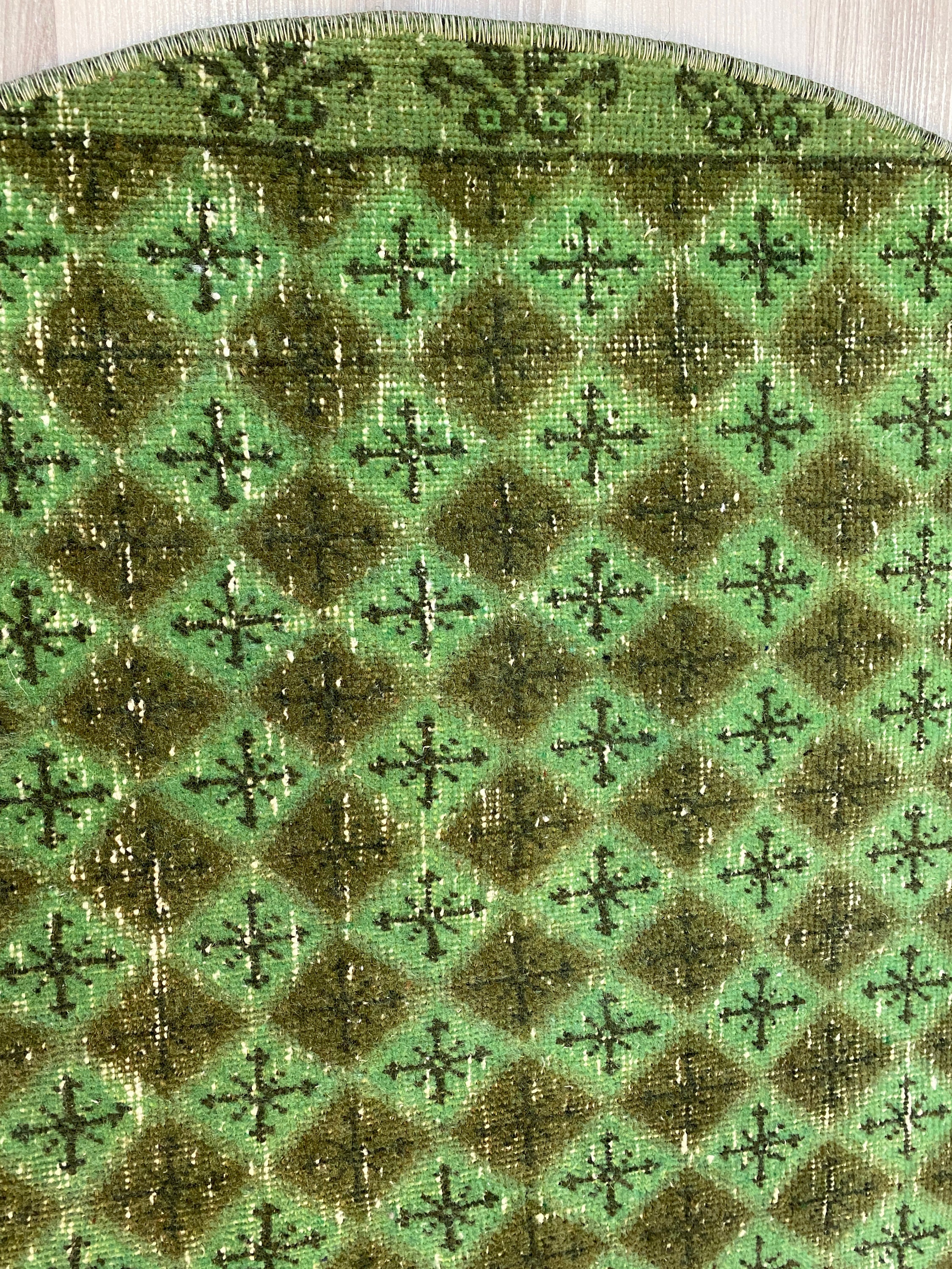 Round Rug, Neutral Rug, Small Rug, Doormat Rug, Vintage Area Rug, Hand