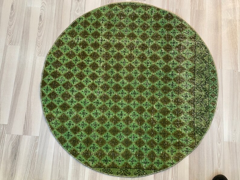 Round Rug, Neutral Rug, Small Rug, Doormat Rug, Vintage Area Rug, Hand