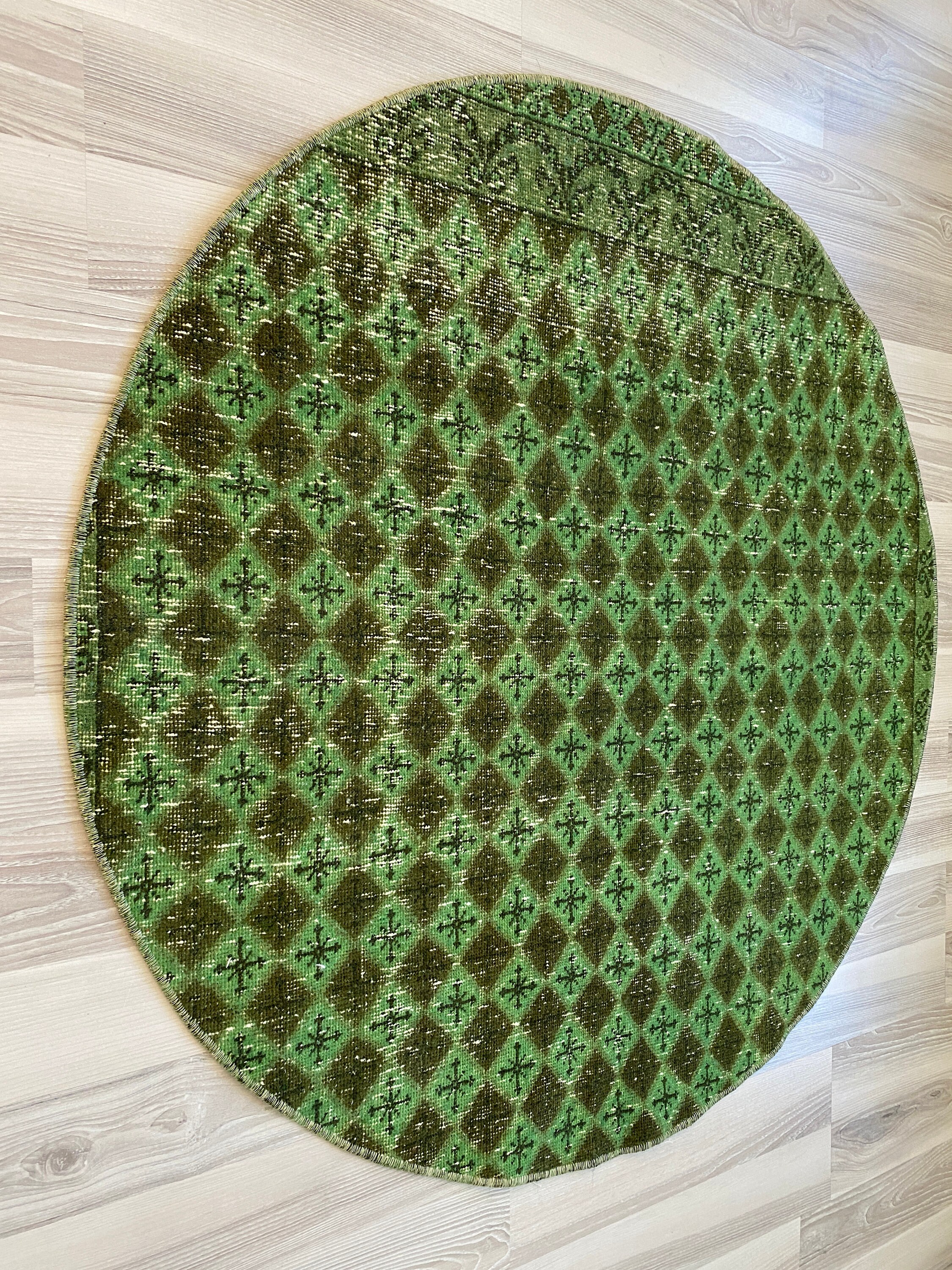 Round Rug, Neutral Rug, Small Rug, Doormat Rug, Vintage Area Rug, Hand