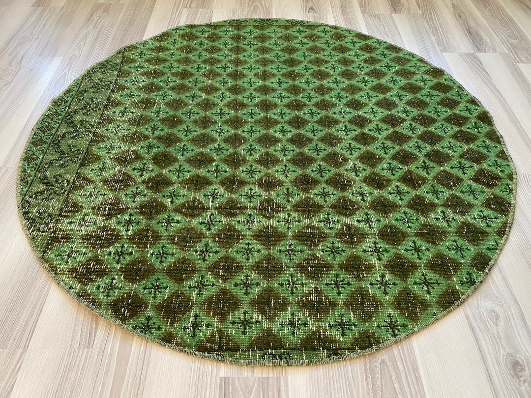 Round Rug, Neutral Rug, Small Rug, Doormat Rug, Vintage Area Rug, Hand