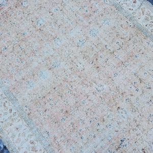 5x9 Wavy Colored Rug, Floral Pattern Rug, Neutral Oushak Rug, Vintage Area Rug, Rugs For Living Room, Bedroom Rug, 5.5x9.2