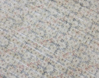 7x10 Vintage Distressed Turkish Floral Rug – Faded Beige Blue Area Rug – Large Handmade Worn Oushak Carpet – Boho Decor – 6.9 x 10.4 ft