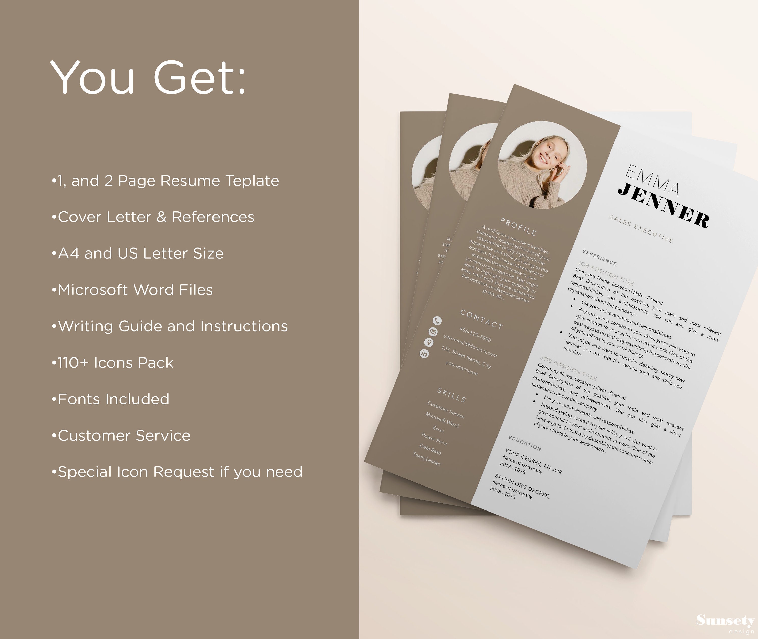Resume Template With Cover Letter Simple Resume Template CV Template CV ...