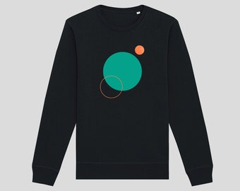 The Moon / organic cotton black sweatshirt with geometric art design