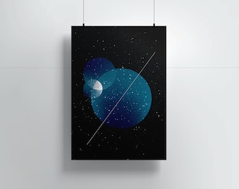 Blue / High quality giclee print with or without white  hanger