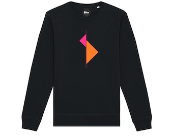 Triangles / Organic sweatshirt with pink and orange minimal geometric design