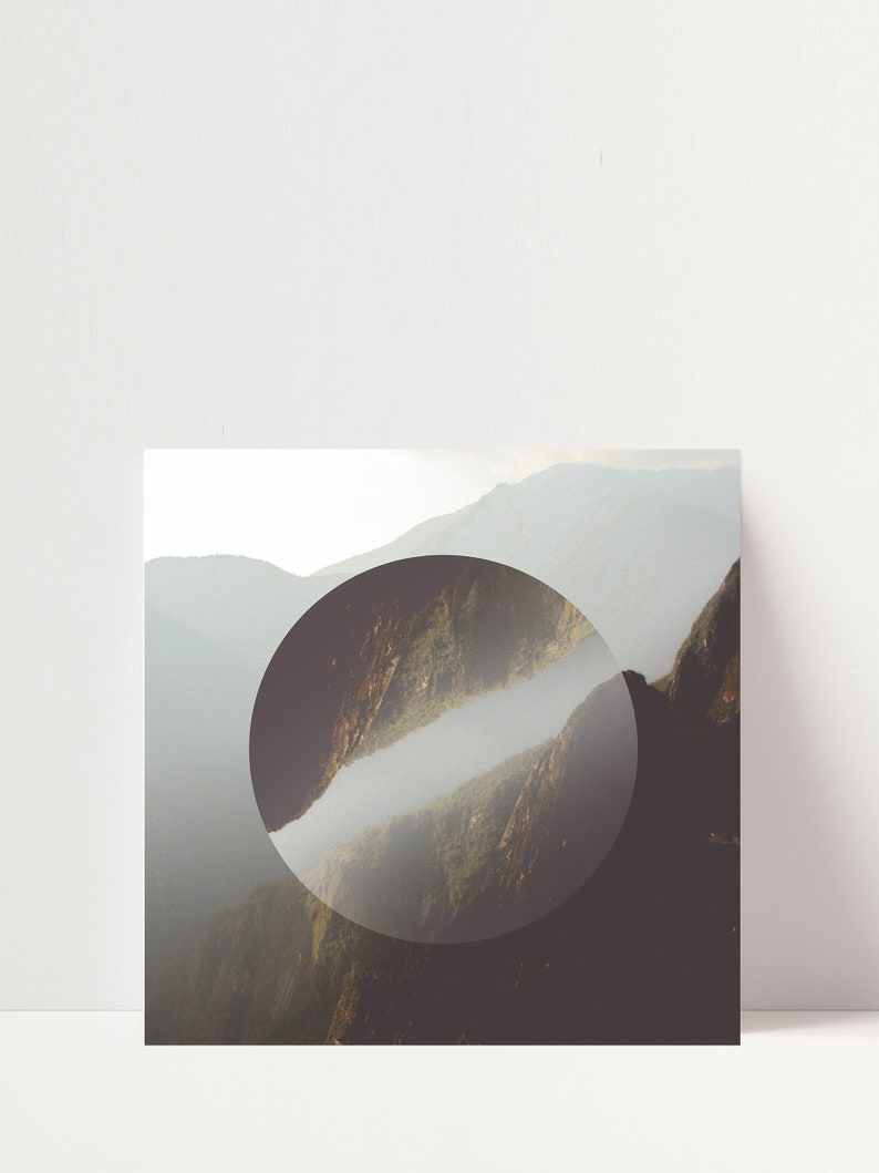 Inca trail, Machu Picchu, Peru graphic design and photography square wall art print