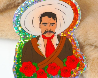Emiliano Zapata 3" Holographic Sticker, Latino inspired, Mexican Sticker