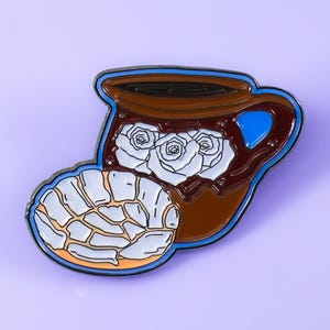 Cafecito y Pan Dulce *Conchas Enamel Pin, Latino, Mexican Food, Gift