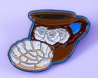 Cafecito y Pan Dulce *Conchas Enamel Pin, Latino, Mexican Food, Gift