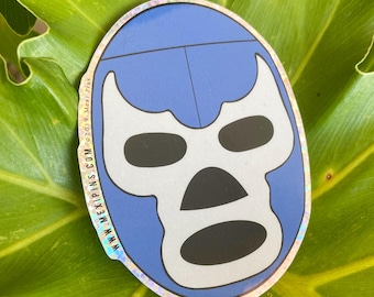 Blue Demon Luchador Mask, 3" Holographic Sticker
