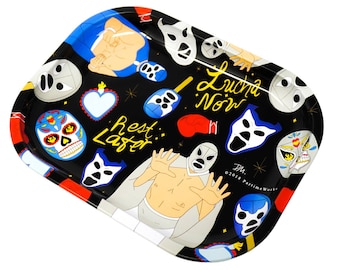 Luchadores Novelty Rolling Tray, Lucha Now - Rest Later , Mexican inspired, Candle Tray, Jewelry Tray