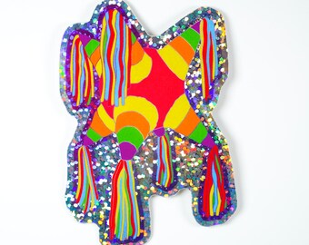 Holographic Piñata Sticker, Waterproof Vinyl Decal