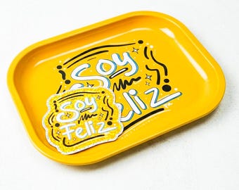 Soy Feliz Enamel Novelty Tray & Sticker Bundle – I am Happy