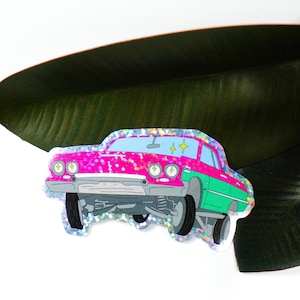 Lowrider (Retro) 3&quot; Holographic Sticker Low rider, carcacha