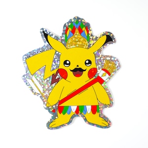 El Pika Pika Apache 3&quot; Holographic Sticker, Latino inspired, Loteria Inspired Sticker