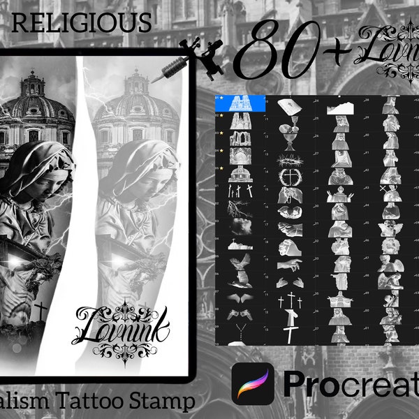 Procréer Tatouage Religieux 80+ Timbres de Réalisme