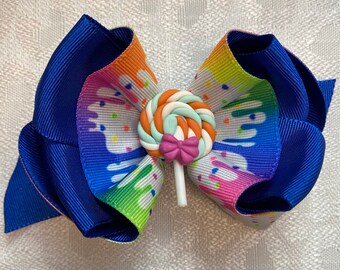 Lollipop Bows | 6 inches | Pink | Brown | Blue | Rainbow