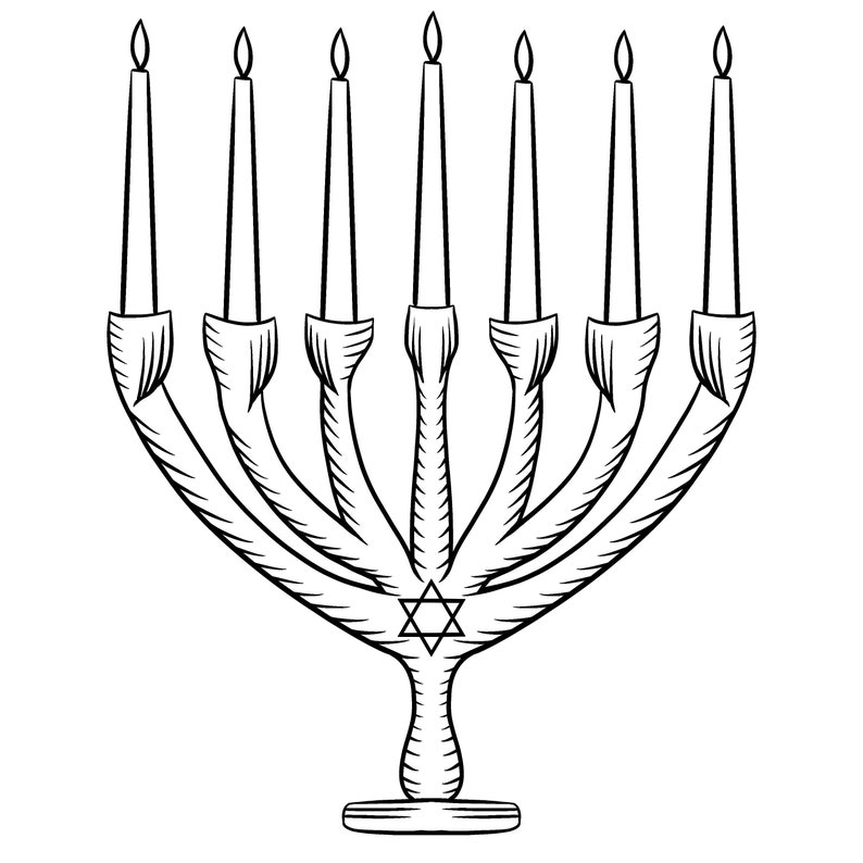 Hanukkah Menorah Printable Coloring Page Fun for the Whole Family Etsy
