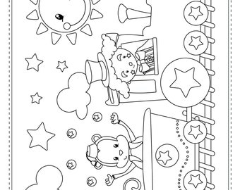 Black Outlined Lined Drawing of Circus Animals for Childrens Coloring Books  · Creative Fabrica