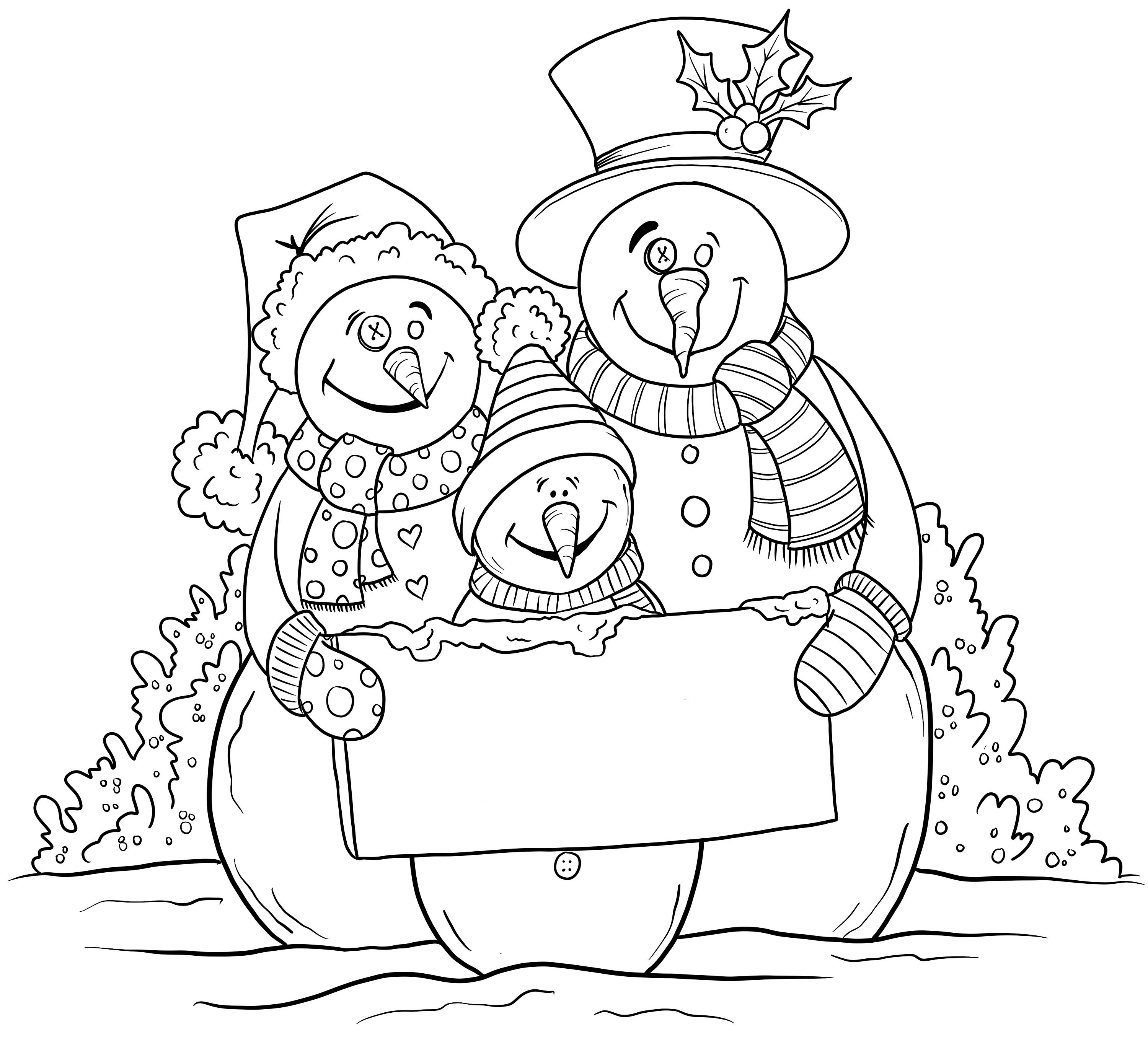 Snowman Family Digital Download Coloring Page - Etsy