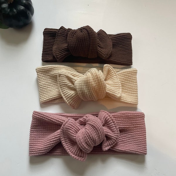 Waffle knit chunky knotted bow headband