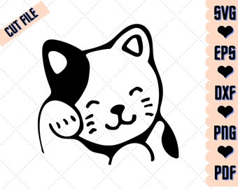 Schattige kat - instant digitale download, svg, dxf, eps, png, pdf, gesneden bestand schattige zwarte kat herfst oktober kindershirt, stilistisch, modern