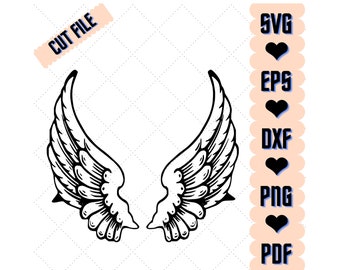Angel Wings SVG, Angel, EPS, Wings svg, Angel svg, dxf, png, pdf Cute, Stylistic, Modern, Trendy, shirt