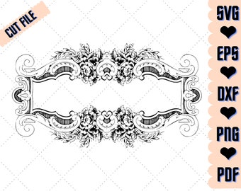 Vintage Flourish Frame SVG: Blumenrand Cut File (Digitaler Download)