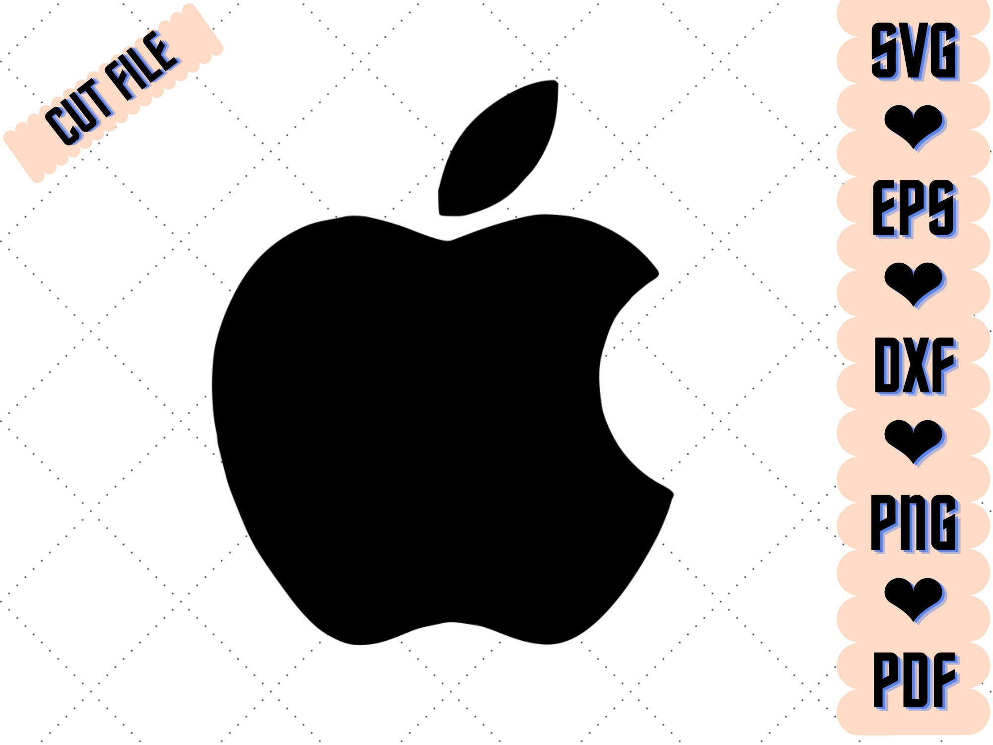 Apple Logo Vinyl Decal Sticker - Apple 3D domed decal, for Apple fans
