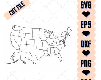 USA 50 staat overzicht SVG, Cricut lasergesneden bestanden (digitale download)
