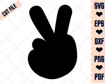 Peace Hand - directe digitale download, svg, pdf, dxf, eps, png-bestanden inbegrepen! Vredeshandtekens, signalen silhouet Cricut clipart