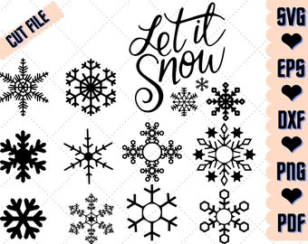 Let It Snow SVG, Merry Christmas svg, kerstmis SVG, winter svg, sneeuwvlok svg, sneeuw svg, Cricut SVG, silhouet svg, svg, png, eps, dxf