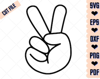 Peace Hand - directe digitale download, svg, pdf, dxf, eps, png-bestanden inbegrepen! Vredeshandtekens, signalen silhouet Cricut clipart