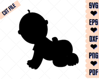 Silueta de bebé SVG, clipart vectorial de recién nacido (descarga digital)