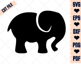 Babyolifant gesneden SVG-bestand, meisje silhouet (digitale download)
